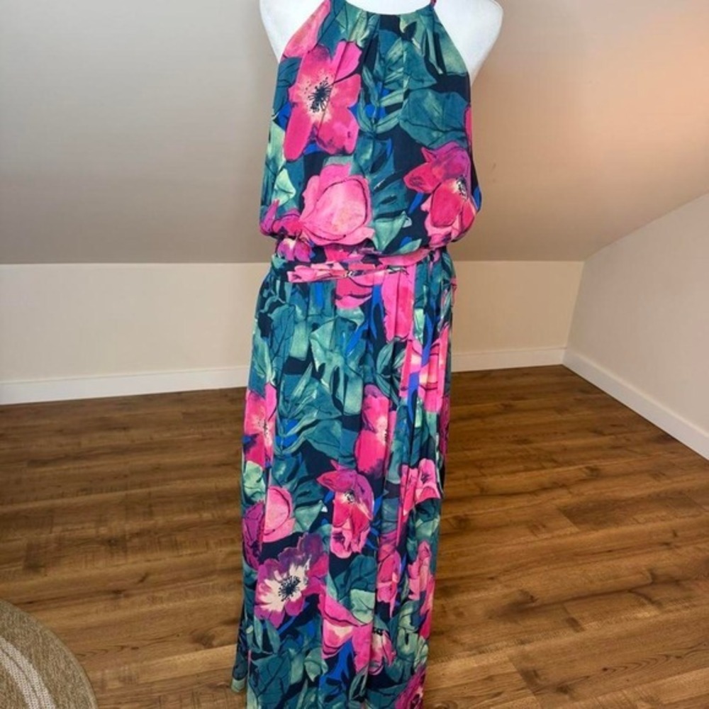 Tommy Bahama Tropical Floral Maxi Dress Size L Vacation dress Cruise Wear